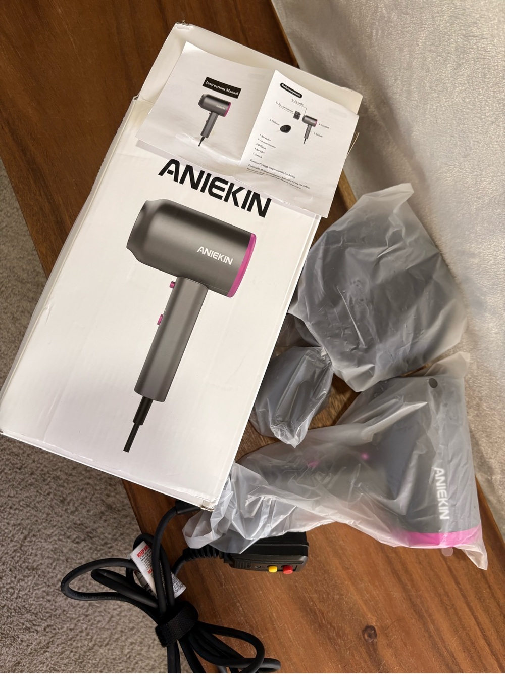 Gray & Pink Hair Dryer - Powerful Home Styling Tool